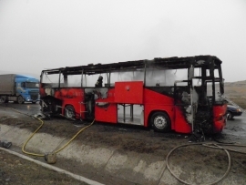 На автодороге «Ставрополь - Невинномысск» сгорел рейсовый автобус
